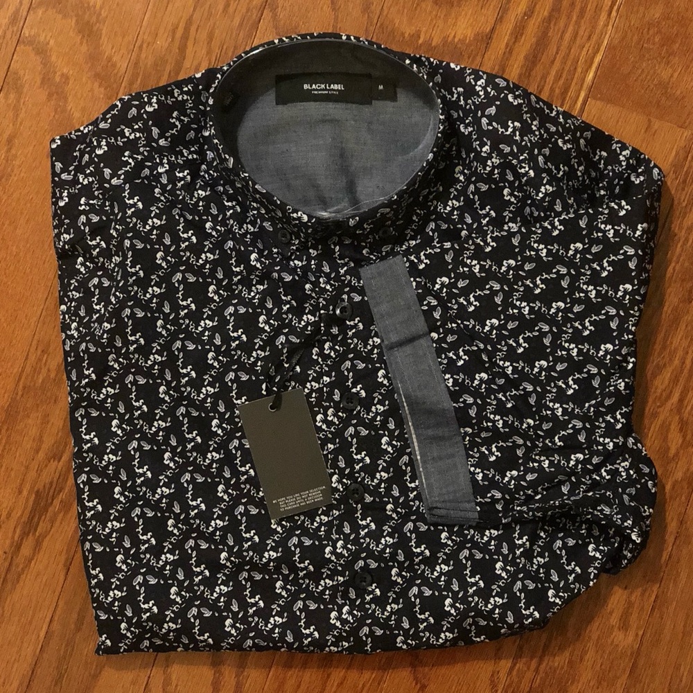 Black Label Men’s Floral Button Shirt M